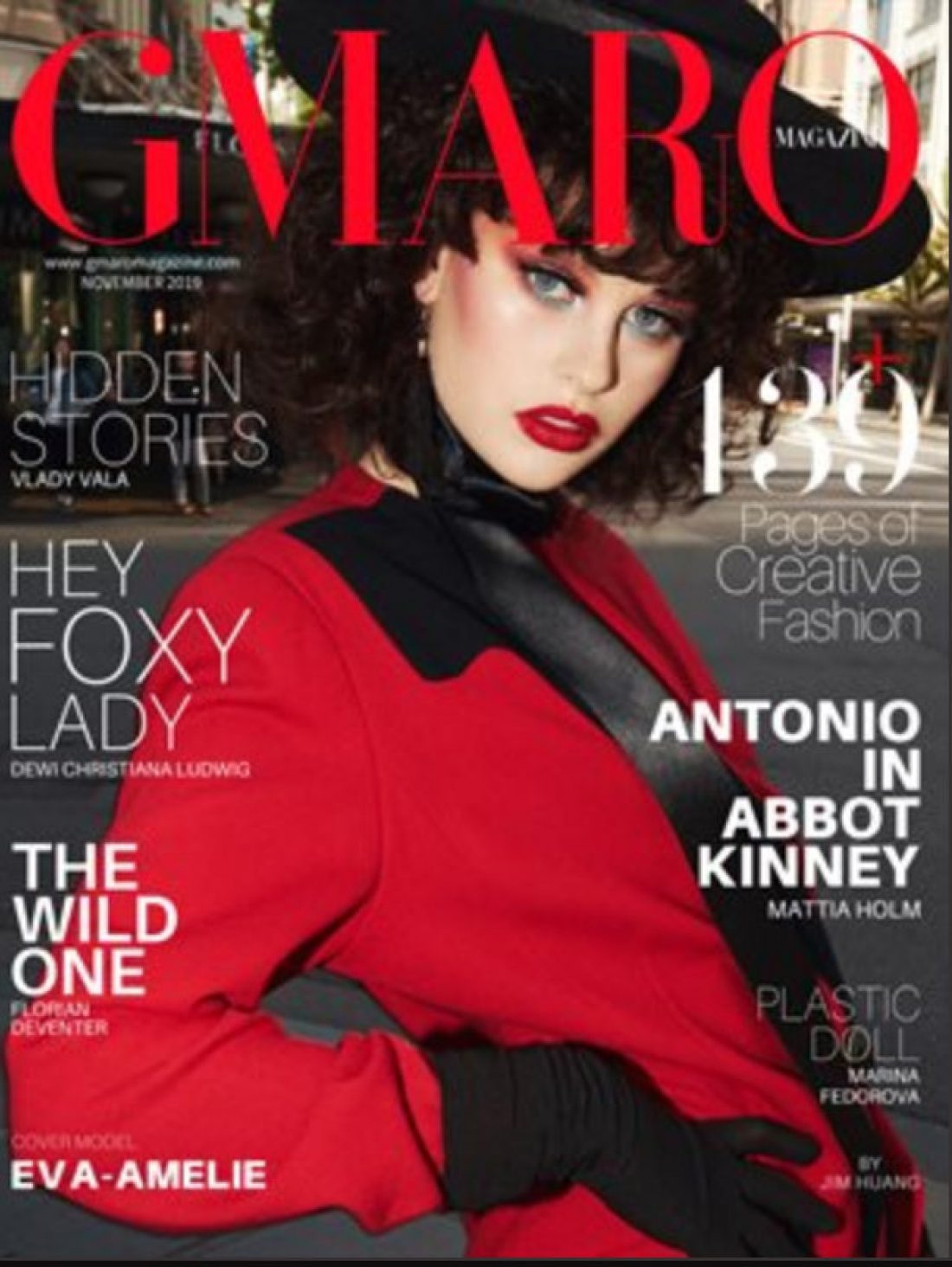Eva-Amelie photgraphed for GMARO Magazine by Jim Huang, styling by Lenard Johnston, make up by Abbie Ahmed