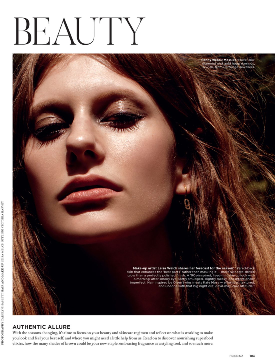 Penny Stemson photographed for Fashion Quarterly Magazine by Carolyn Isabel Haslett; Styling Victoria Harvy; Hair and Makeup: Leisa Welch