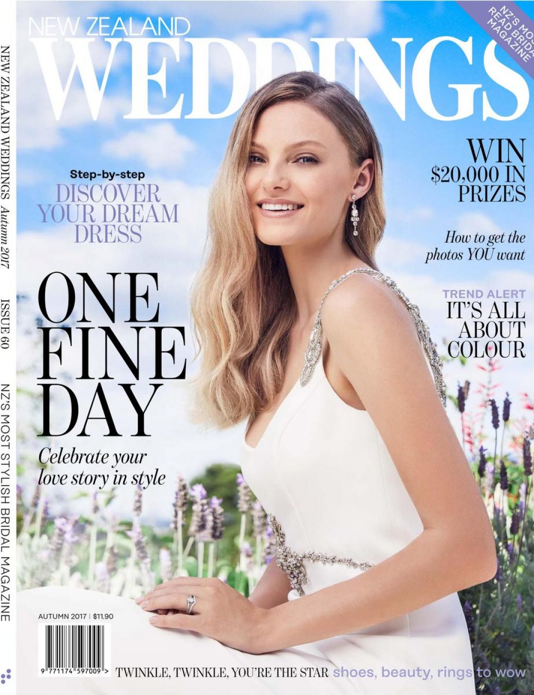 Zoe photographed by Carolyn Haslett for the cover of NZ Weddings Magazine wearing Anna Schimmel ; Mua : Natalie Dent