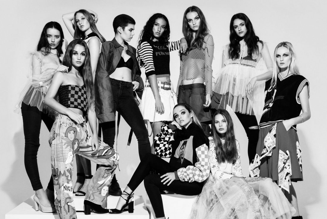 Alaina, Lauren, Georgia, Monika, Olivia Shaikh, Rose, Hope, Leah, Zoe, Brooklyn for UNIQUE 3rd Birthday shoot, photographed by Maegan McDowell @ Smith Studios in Nicola Luey and Tia Feng Designs with makeup by The Makeup School NZ