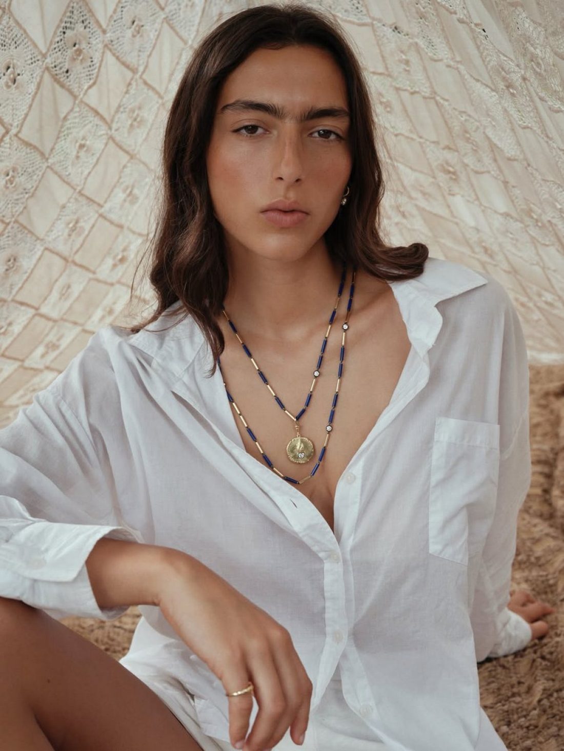 Mia Arlove photographed for Jessica McCormack Jewellry