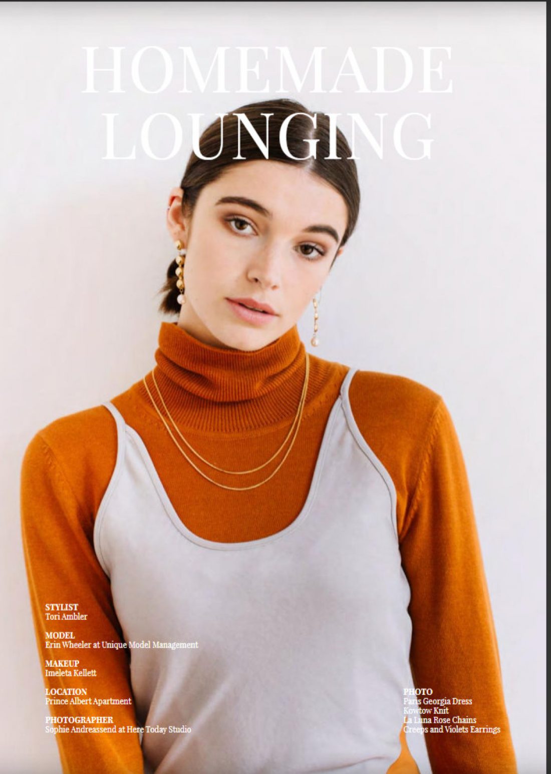 Erin for Verve Magazine photographed by Sophie Chan Andreassend, here today studio Stylist: Tori Ambler/ Makeup Tiveshni